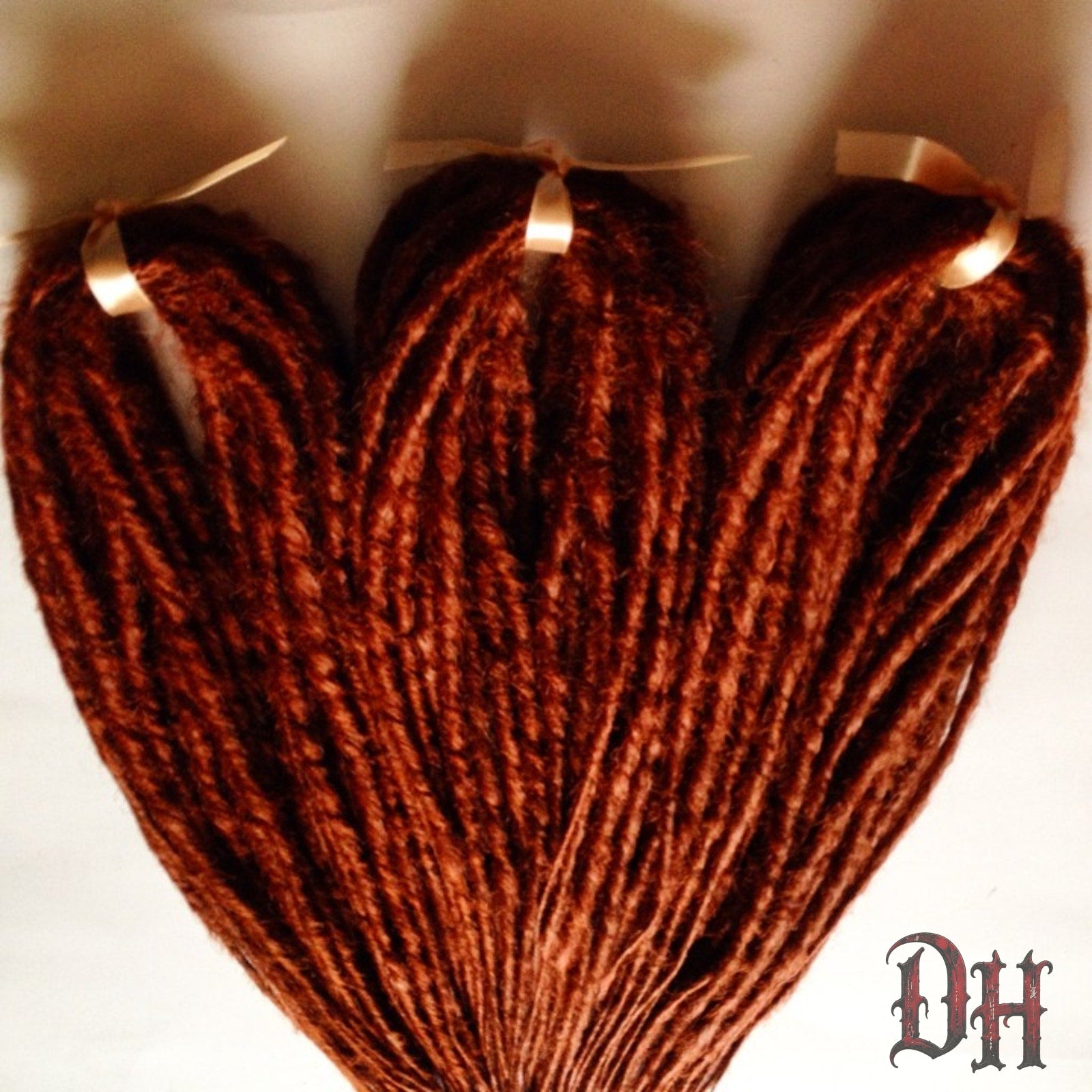50 DE Double Ended Auburn Red Brown Synthetic Dreads Dreadlock Hair Extensions