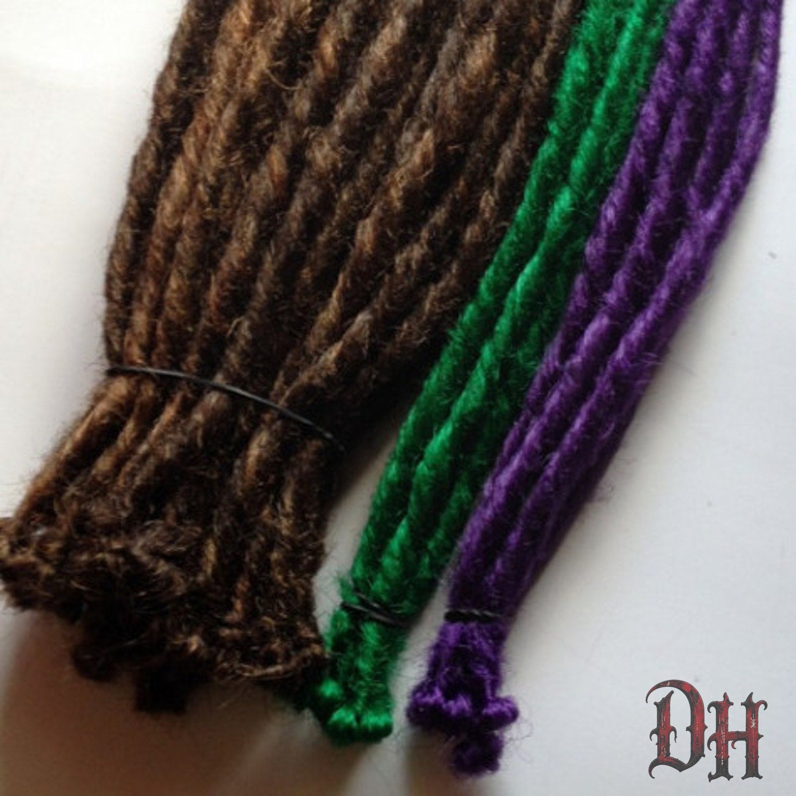 50 SE Single Brown Green Purple Dreads Dreadlocks Hair Extensions