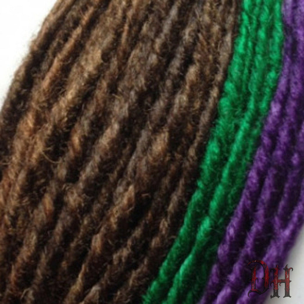 50 SE Single Brown Green Purple Dreads Dreadlocks Hair Extensions