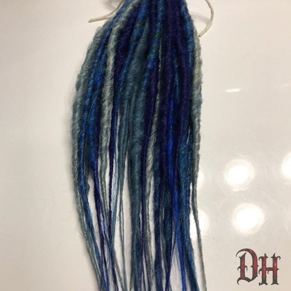50 SE Single Ended Blue Mix Dreads Dreadlock Hair Extensions