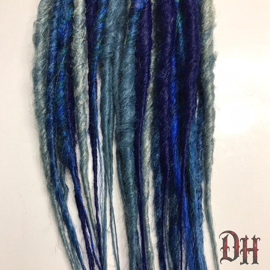 50 SE Single Ended Blue Mix Dreads Dreadlock Hair Extensions