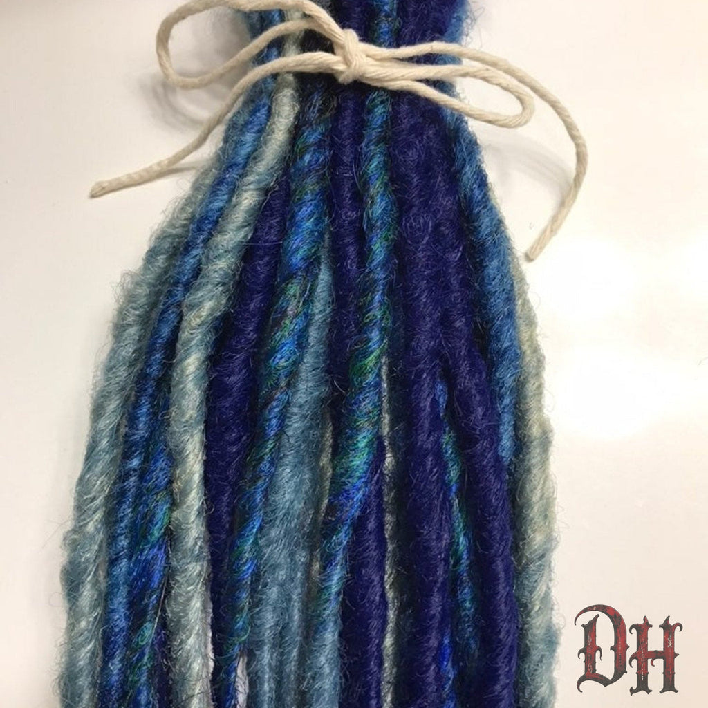 50 SE Single Ended Blue Mix Dreads Dreadlock Hair Extensions