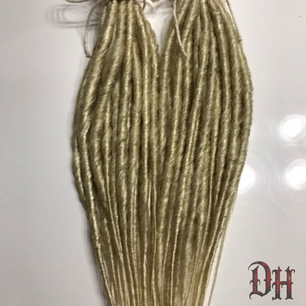 50 SE Single Ended Platinum Blonde Dread Dreadlock Hair Extensions