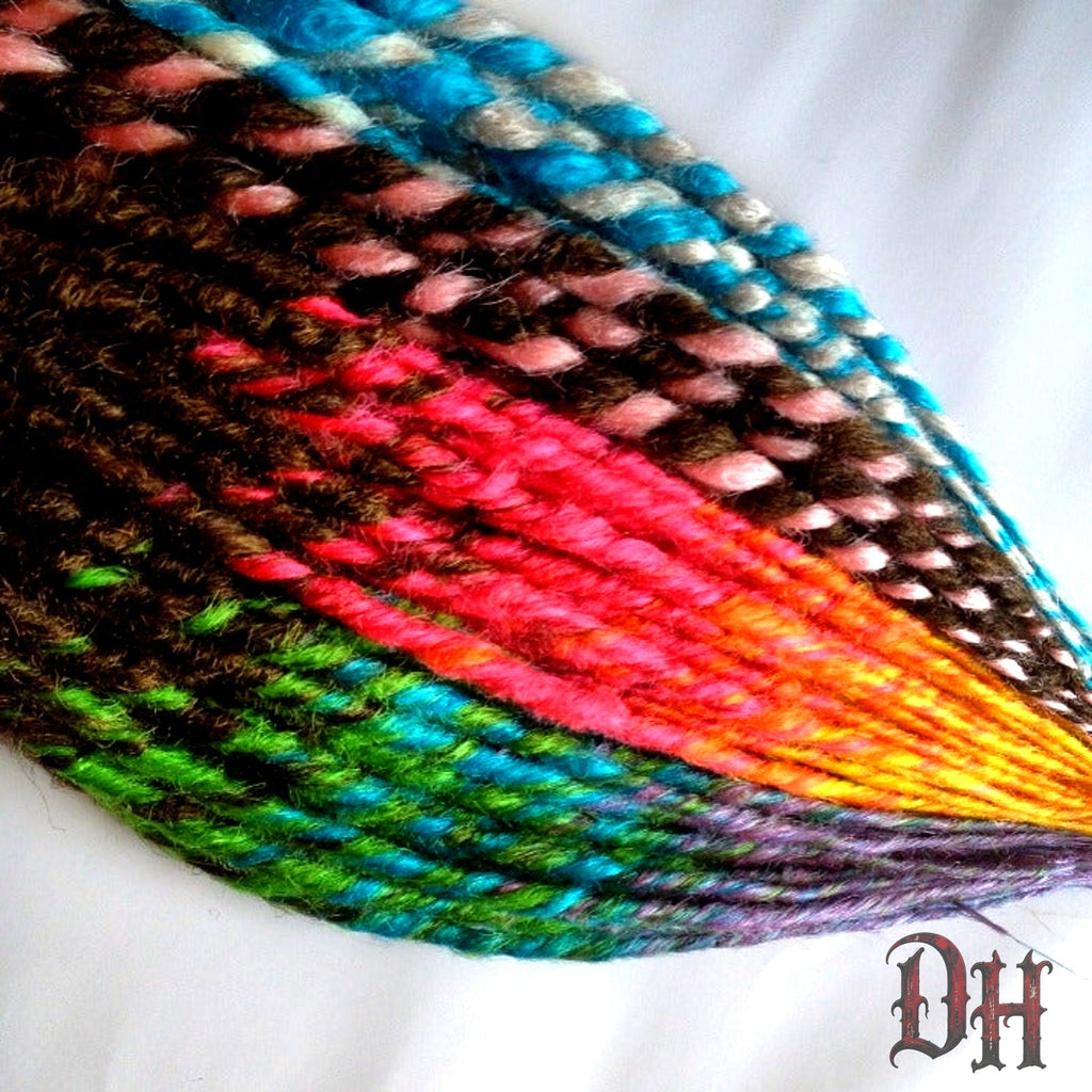 50 SE Single Ended Rainbow Dreads Dreadlocks Hair Extension Brown Pink Blue Green Orange
