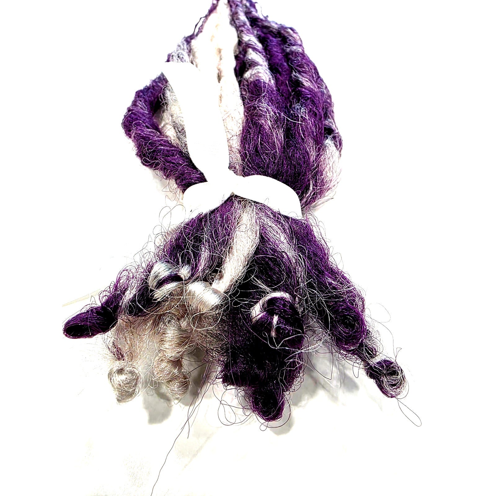 10 SE Single Ended Dark Purple Silver White Dreads Dreadlocks Hair Extensions