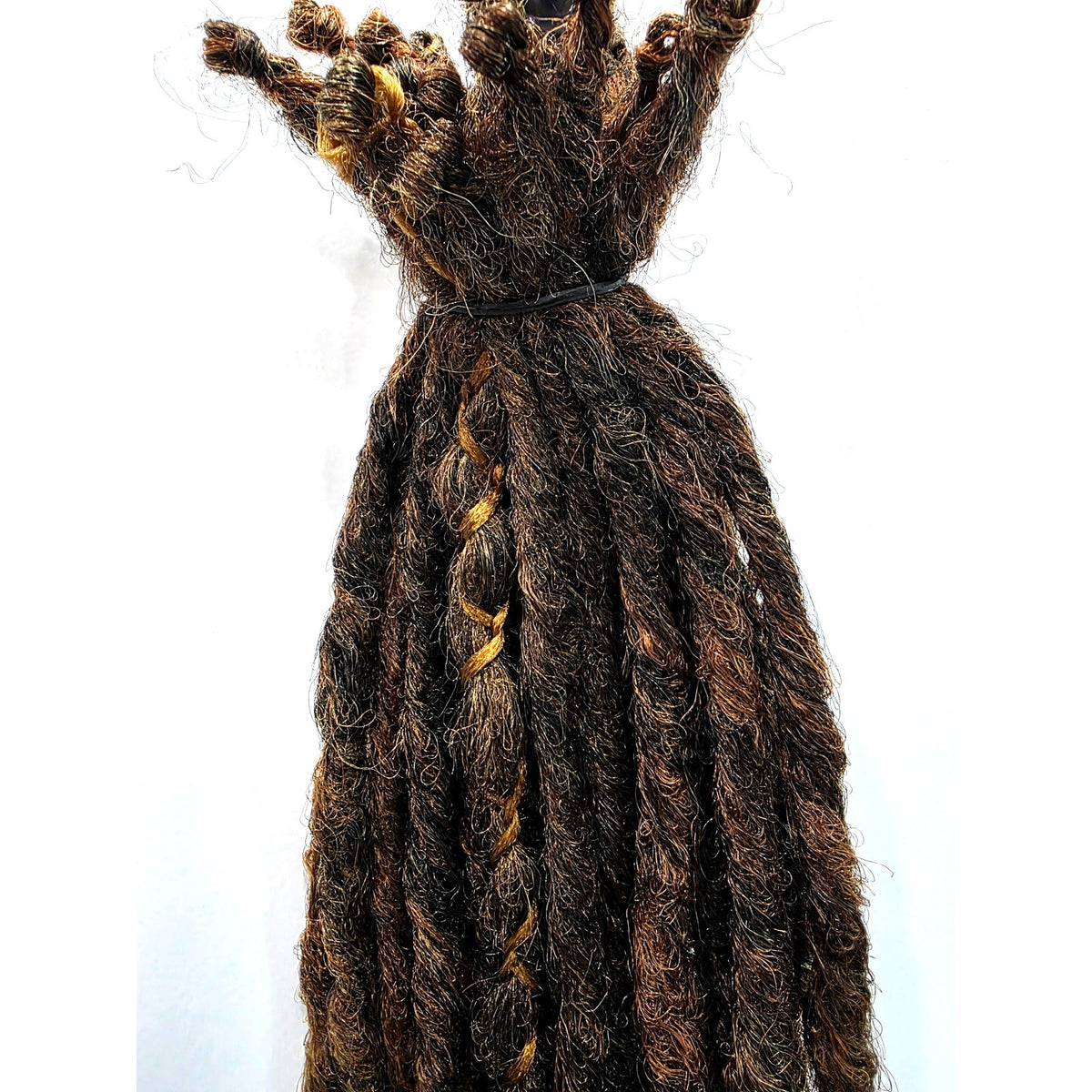 25 SE Single Ended Auburn Brown Synthetic Dread Dreadlock Hair Extensions Knotty