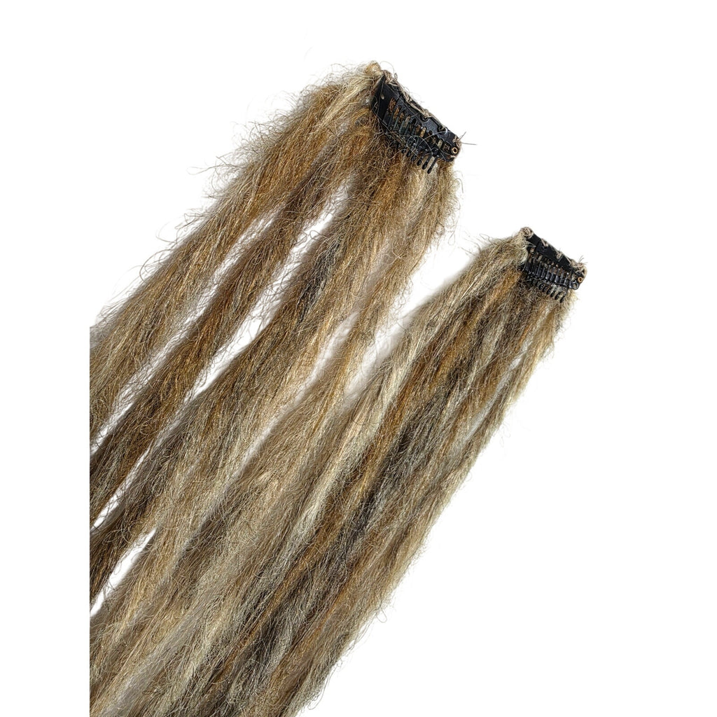 Clip in Synthetic Dreads Dreadlock Hair Extensions Dark Light Blonde Blend