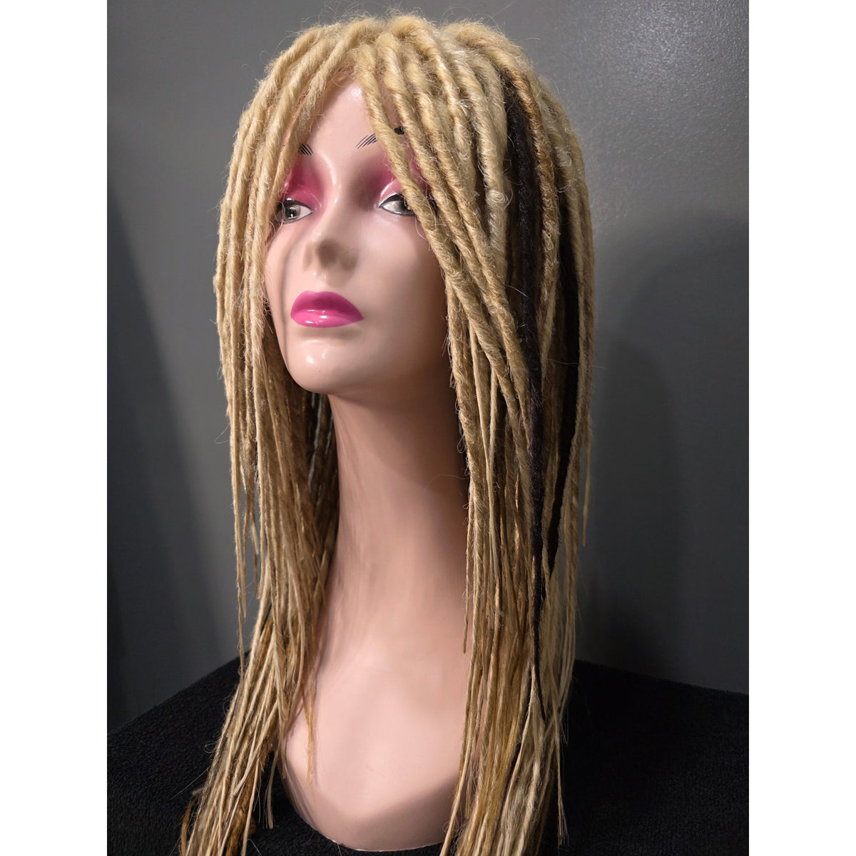Full Cap Dreadlock Dread Wig Blonde Mix Light and Dark Synthetic Handmade 22 in