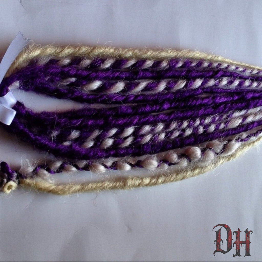 6 DE Double Ended Purple White Dreads Dreadlocks Hair Extensions