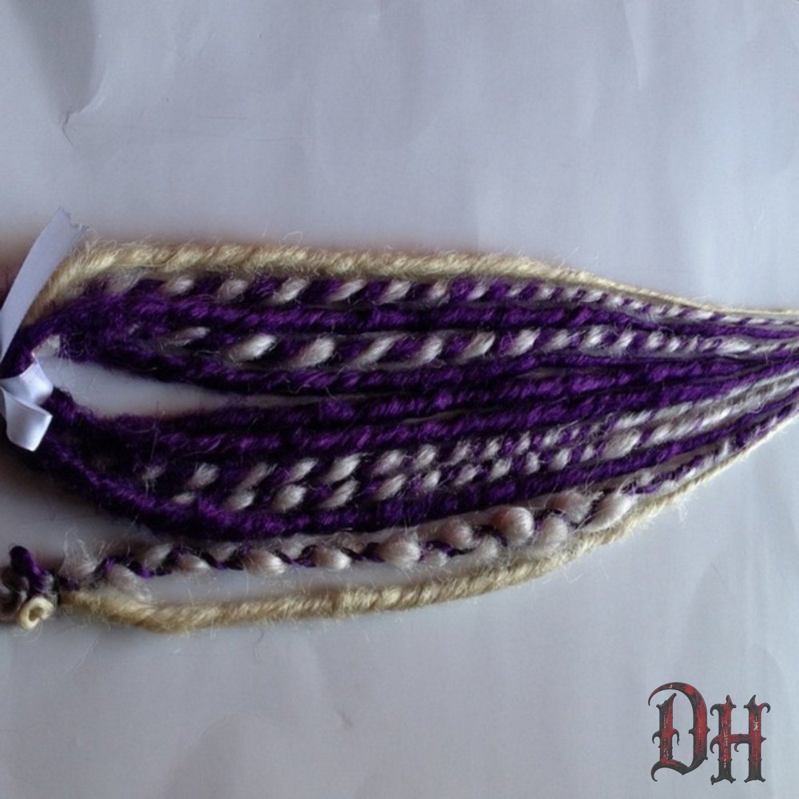 6 DE Double Ended Purple White Dreads Dreadlocks Hair Extensions
