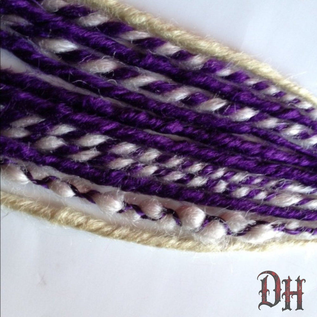 6 DE Double Ended Purple White Dreads Dreadlocks Hair Extensions