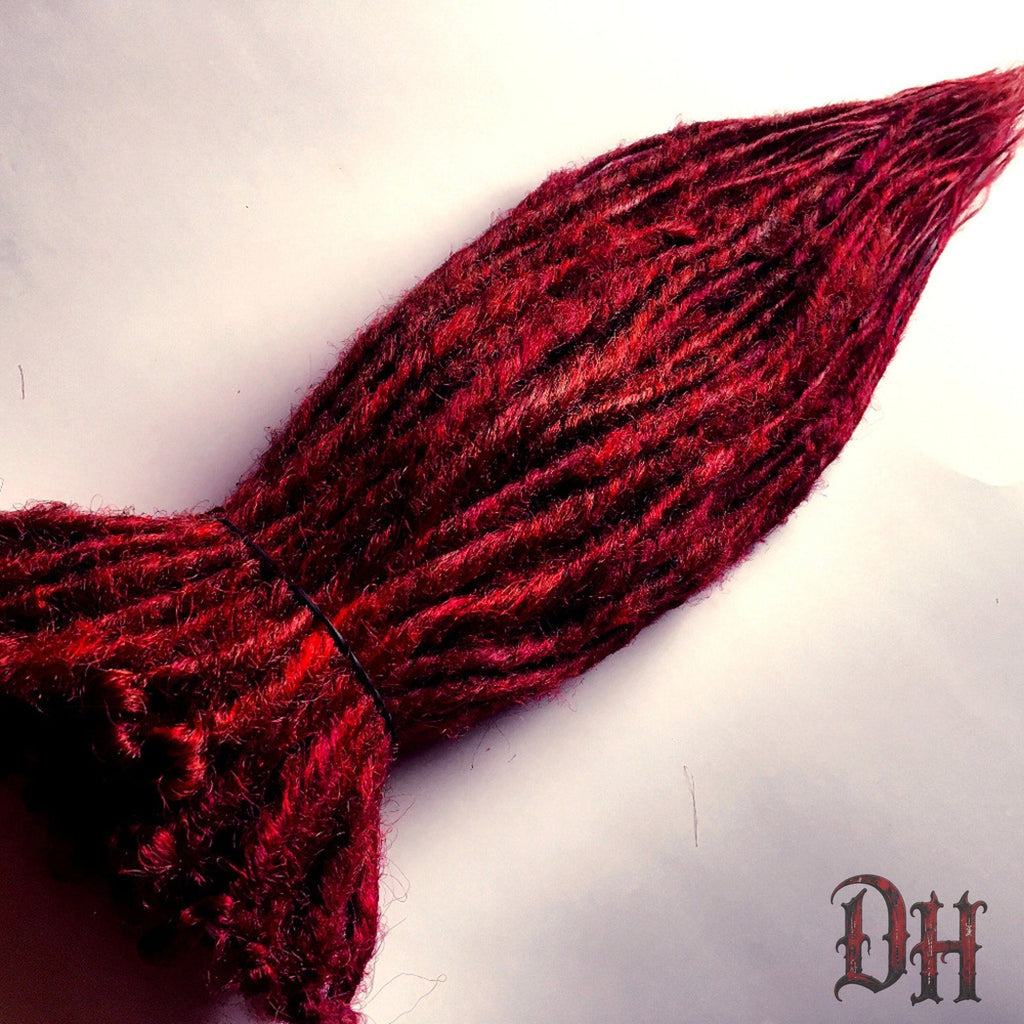60 SE Single Ended Synth Red Dreads Dreadlocks Hair Extensions