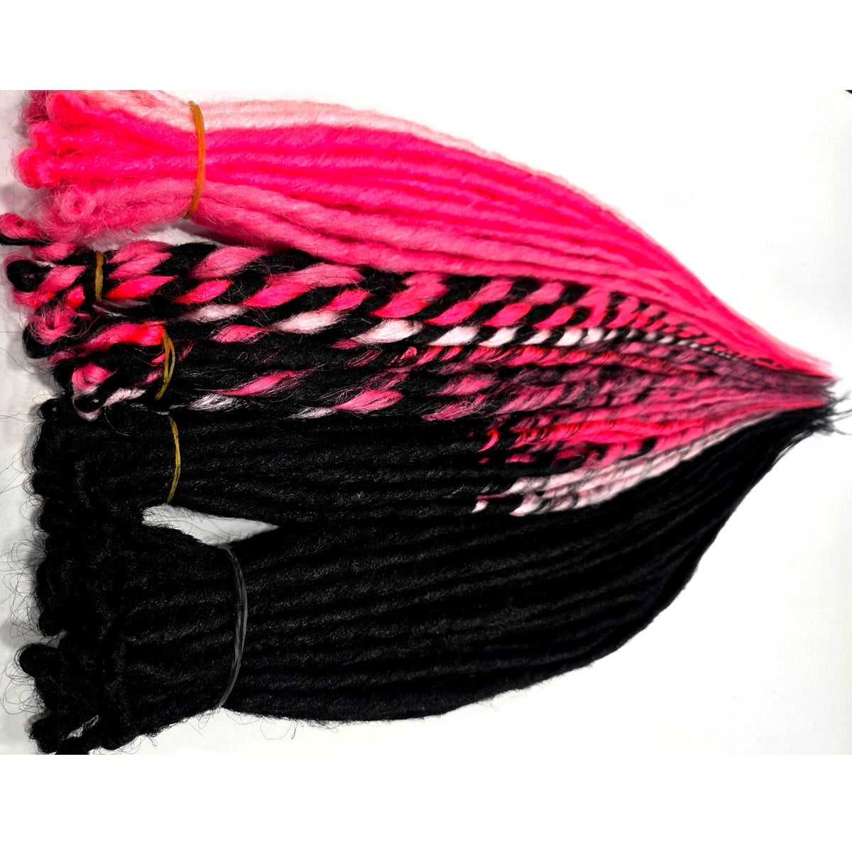 95 SE Single Ended Black & Pink Synthetic Dreads Dreadlocks Hair Extensions
