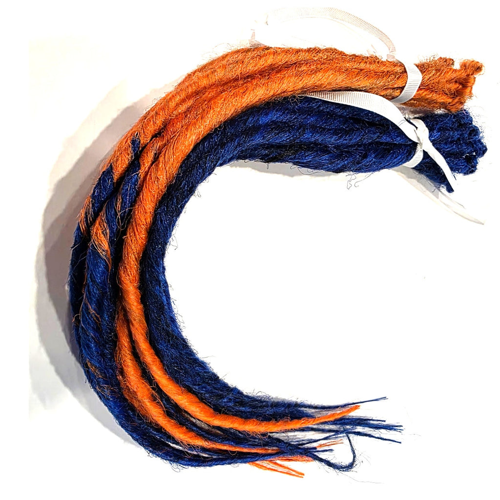 10 SE Single Ended Orange and Dark Blue Dreads Dreadlocks Hair Extensions