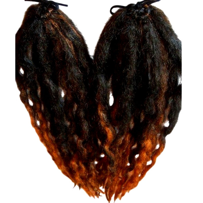 70 Ombre Brown Auburn Ginger Long Knotty Wavy DreadFall Hair Extension Dreadlock