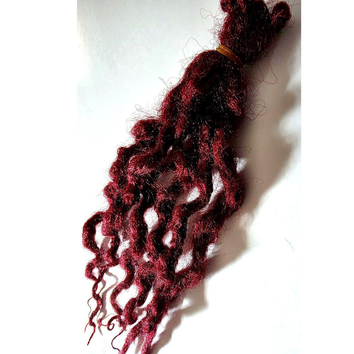 6 SE Single Ended Burgundy Red Wavy Curly Natural Dreads Dreadlocks Hair Extensions