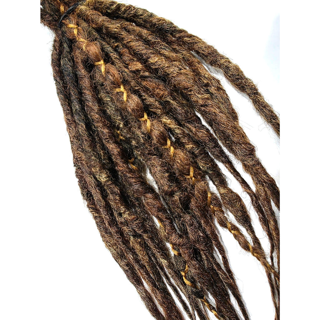 25 SE Single Ended Auburn Brown Synthetic Dread Dreadlock Hair Extensions Knotty