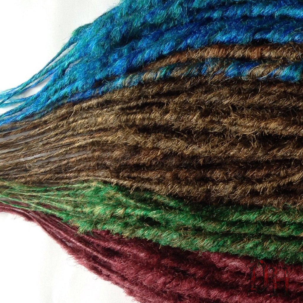 70 Brown Green Blue Burgundy Dreads Dreadlocks Hair Extensions