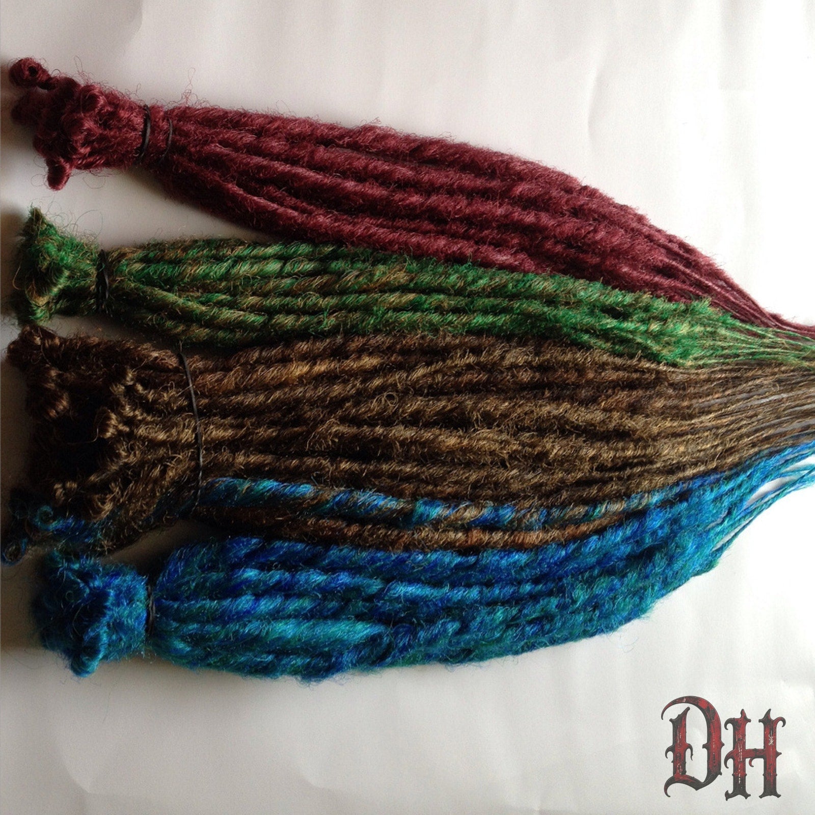 70 Brown Green Blue Burgundy Dreads Dreadlocks Hair Extensions