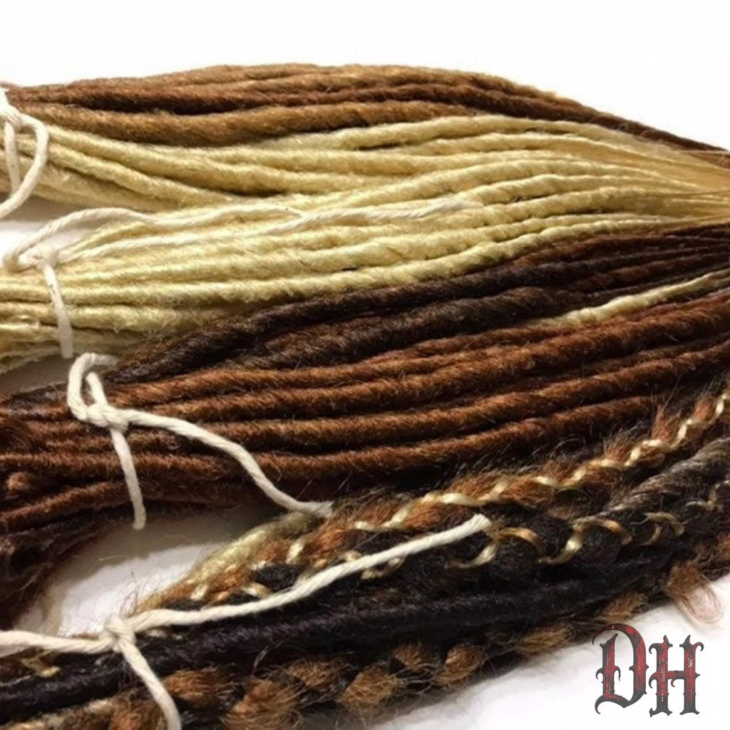 70 SE Single Ended Brown Blonde Mix Dreads Dreadlocks Hair Extensions