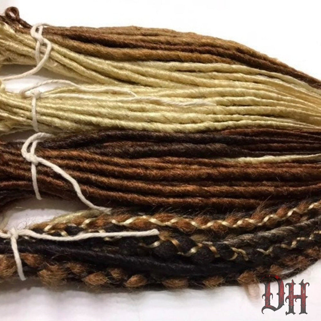 70 SE Single Ended Brown Blonde Mix Dreads Dreadlocks Hair Extensions