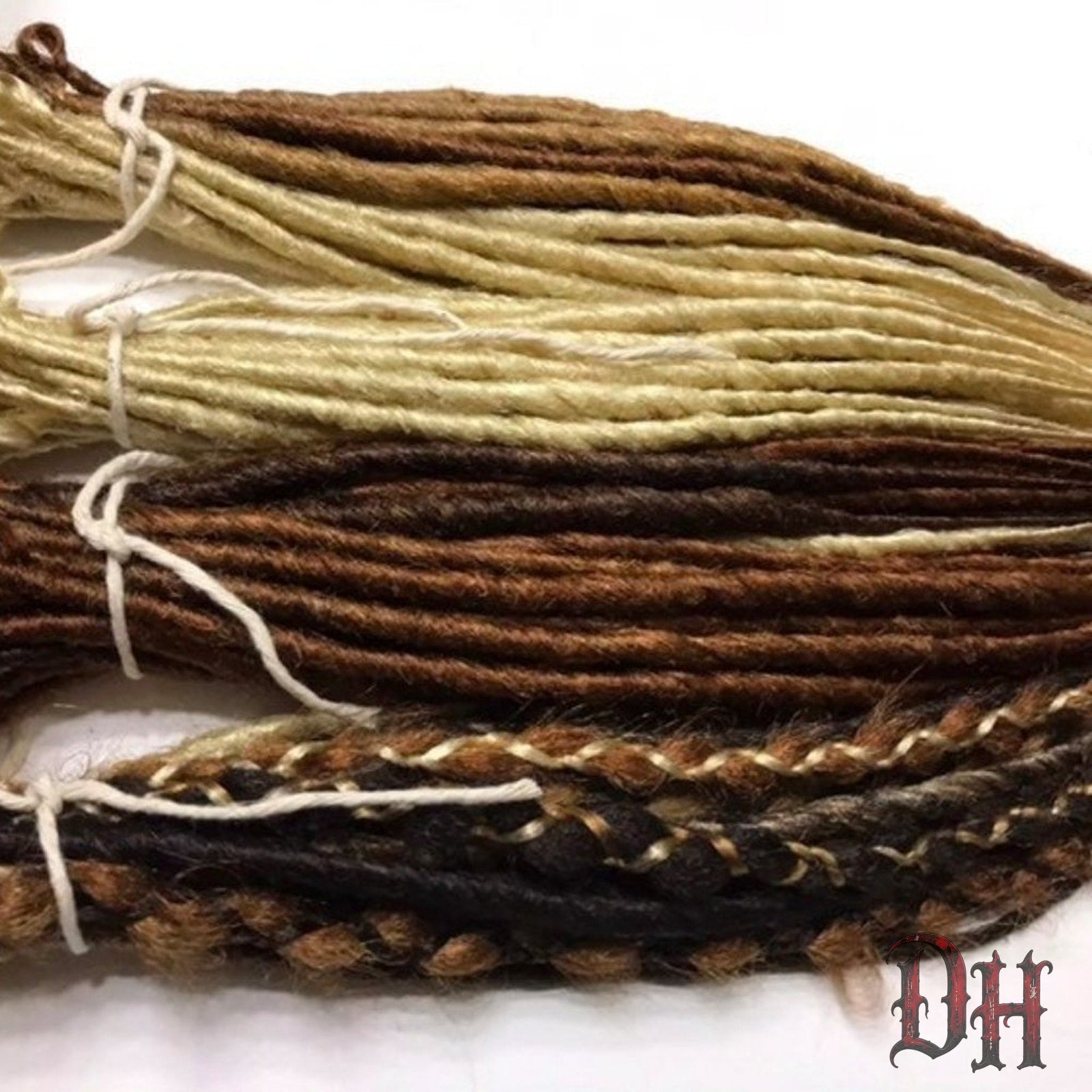 70 SE Single Ended Brown Blonde Mix Dreads Dreadlocks Hair Extensions