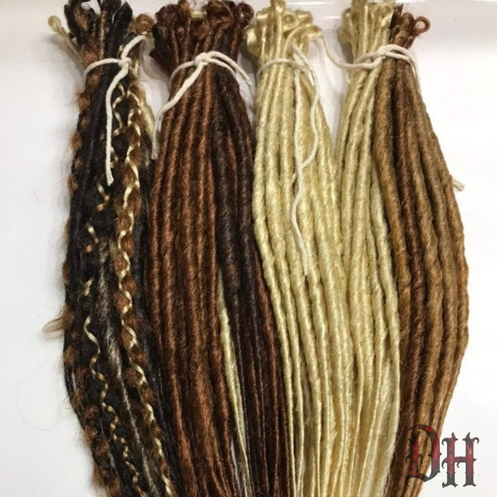 70 SE Single Ended Brown Blonde Mix Dreads Dreadlocks Hair Extensions