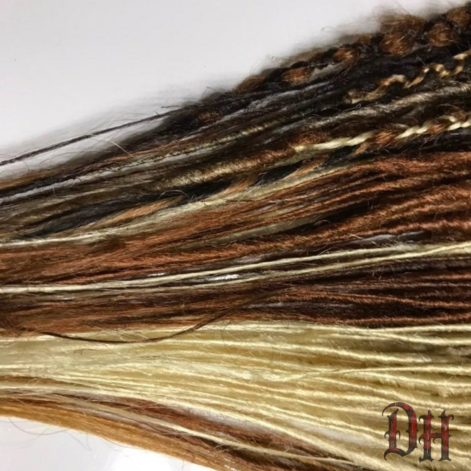 70 SE Single Ended Brown Blonde Mix Dreads Dreadlocks Hair Extensions