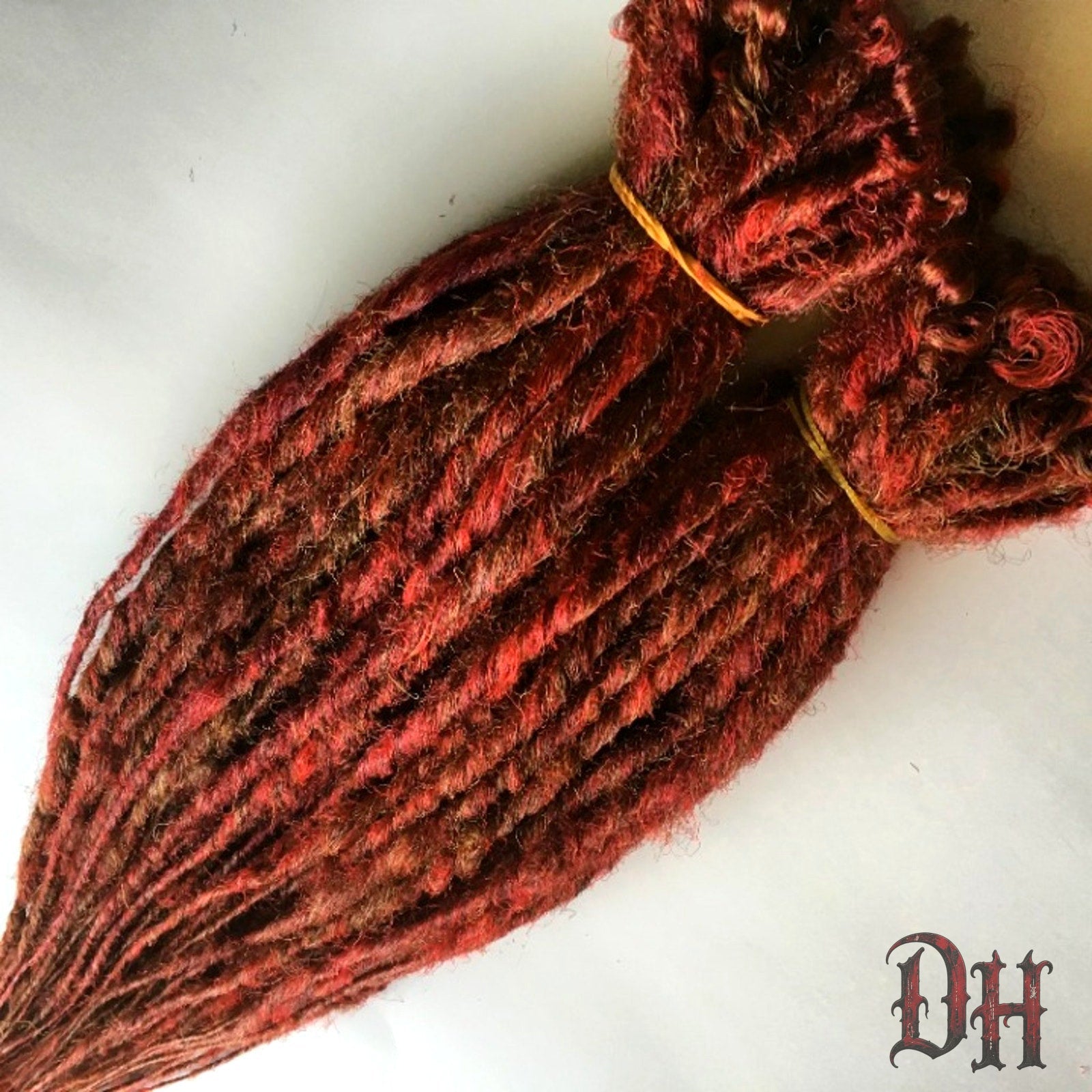 70 SE Single Ended Red Auburn Brown Blend Dreads Dreadlocks Hair Extensions