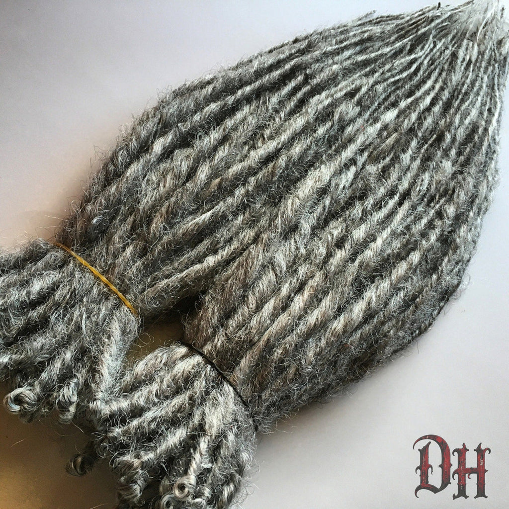 70 SE Single Ended Silver Grey Salt and Pepper Dreads Dreadlocks Hair Extensions