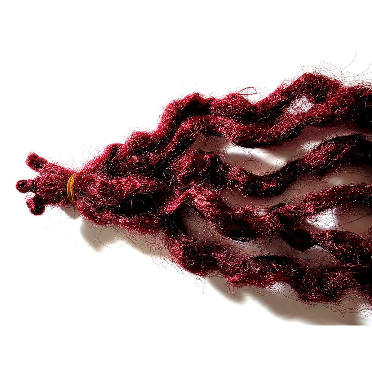6 SE Single Ended Burgundy Red Wavy Curly Natural Dreads Dreadlocks Hair Extensions