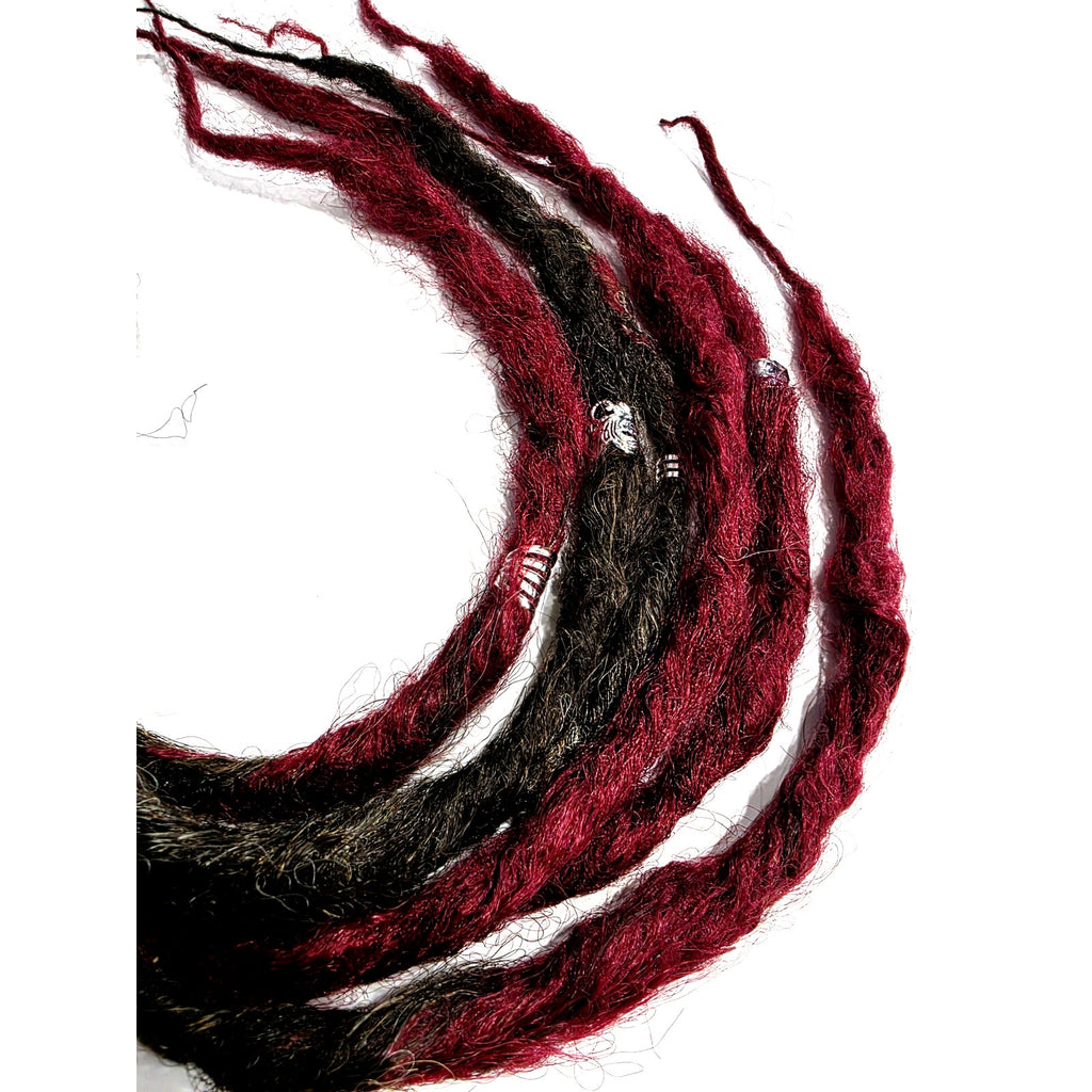 6 SE Single Ended Dreads Dreadlocks Hair Extensions Knotty Burgundy Red Brown
