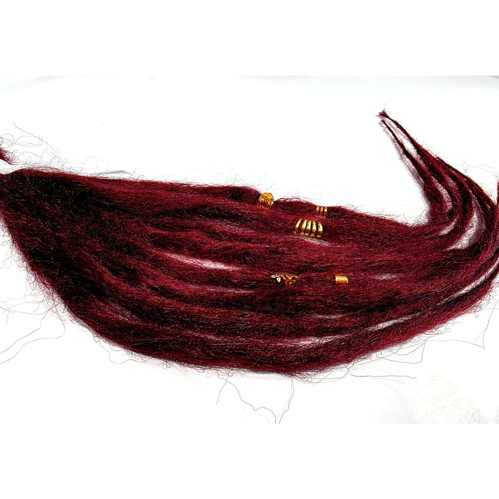 8 SE Single Ended Burgundy Red Dreads Dreadlocks Hair Extensions Handmade