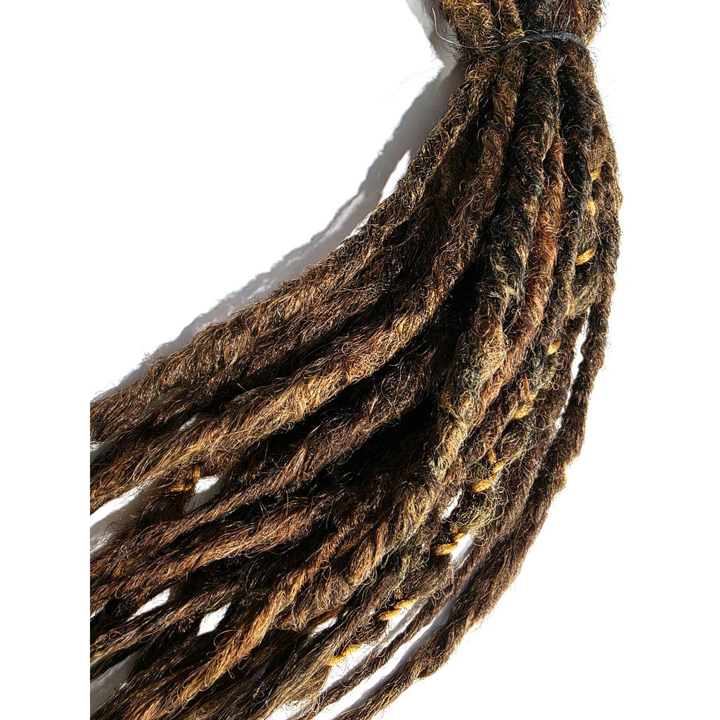 25 SE Single Ended Auburn Brown Synthetic Dread Dreadlock Hair Extensions Knotty
