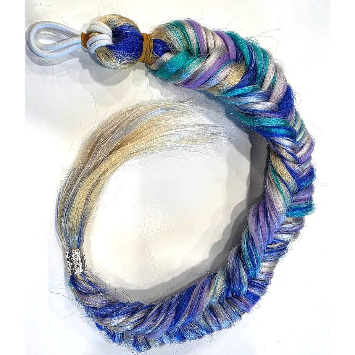 Mermaid fishtail braid ponytail extension 20 inch, blue purple green blonde festival hair fall