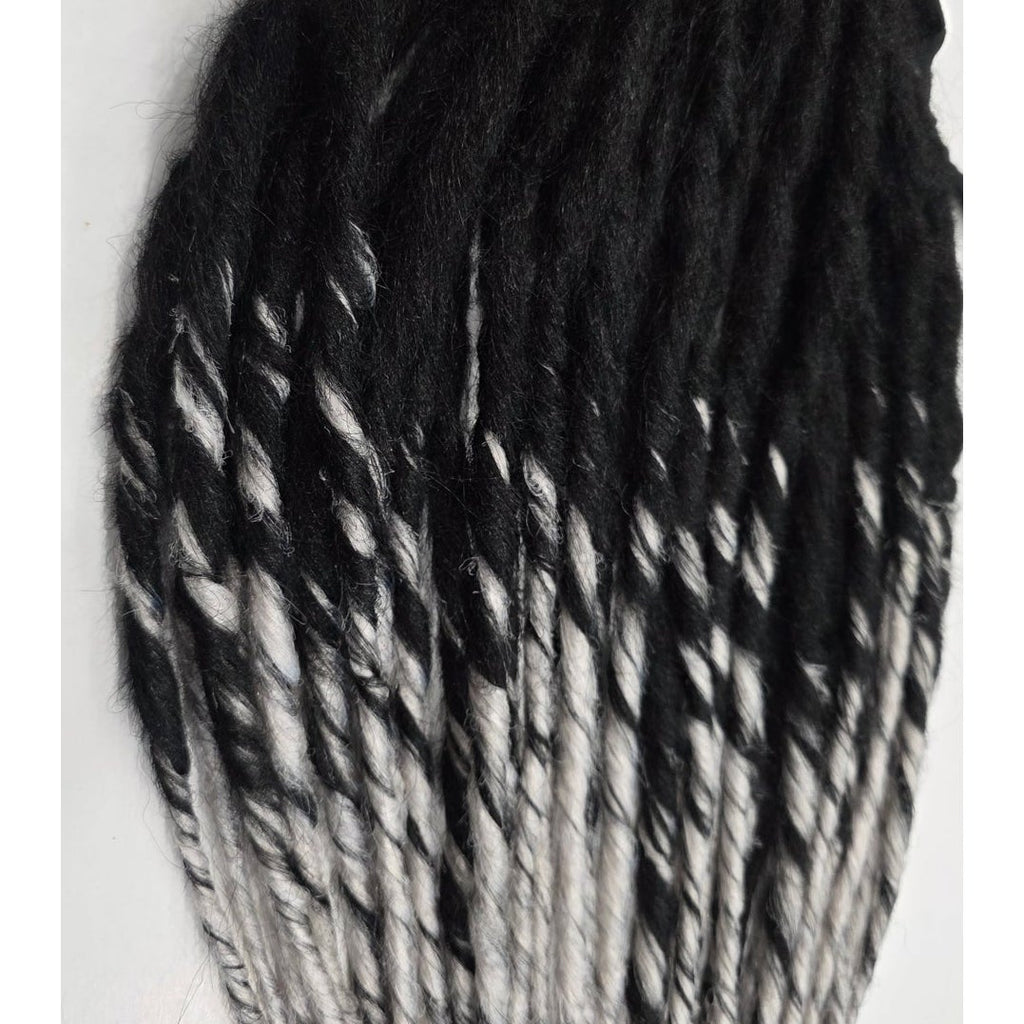 Black & Silver White Ombre Pony Tail Fall Dreads Dreadlocks Hair Extensions