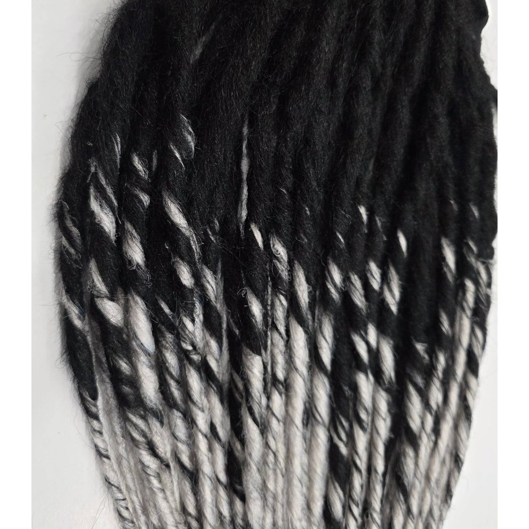 Black & Silver White Ombre Pony Tail Fall Dreads Dreadlocks Hair Extensions