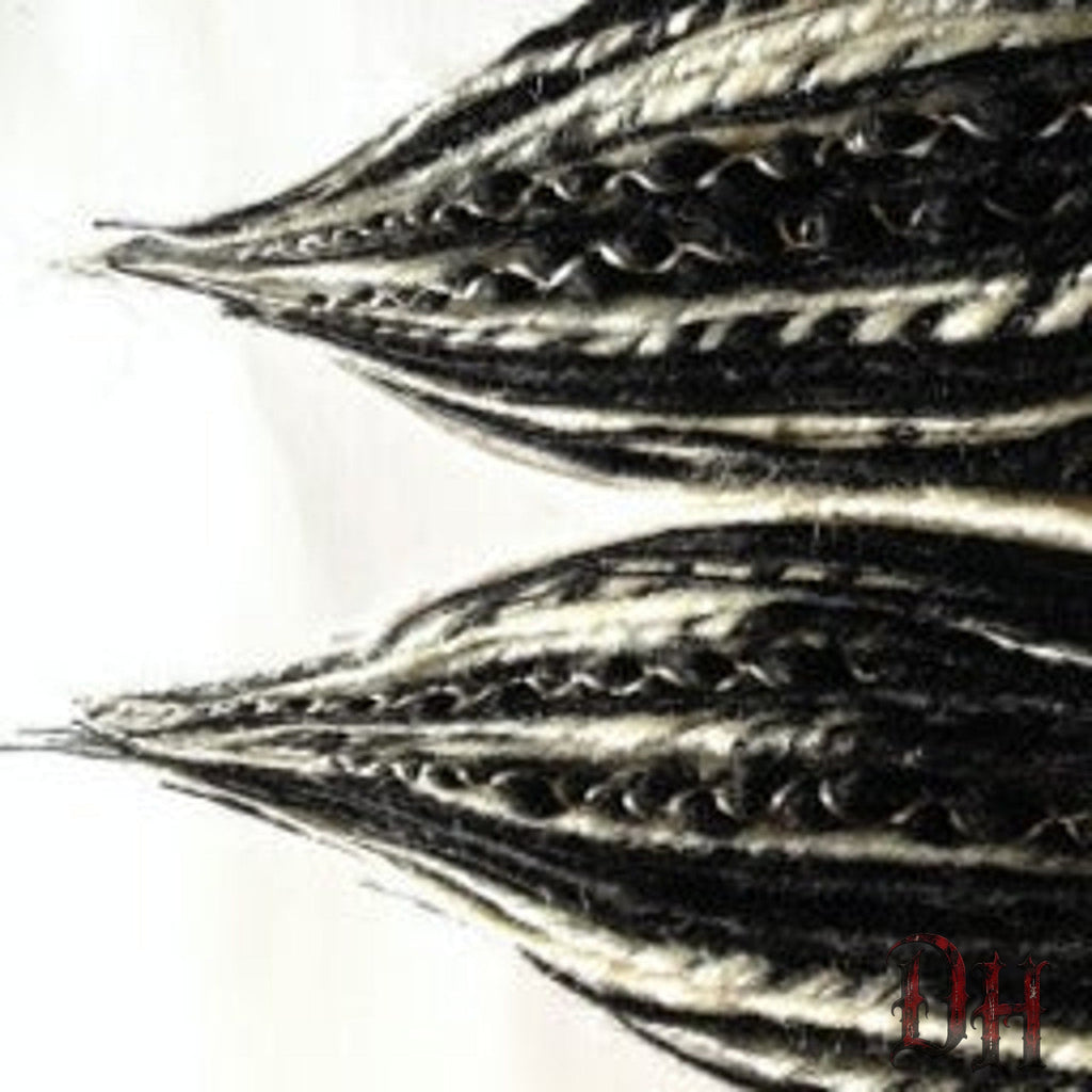 80 Black & White (2) Matching Falls Dreads Dreadlock Hair Extensions