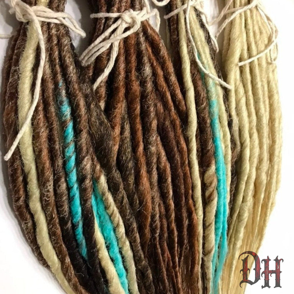 80 SE Single Ended Blue Brown Auburn Blonde Dreads Dreadlock Hair Extensions