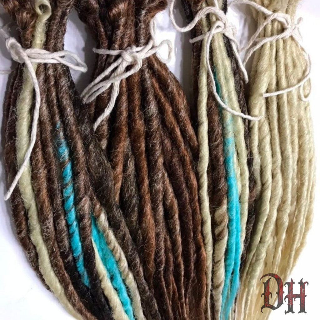 80 SE Single Ended Blue Brown Auburn Blonde Dreads Dreadlock Hair Extensions