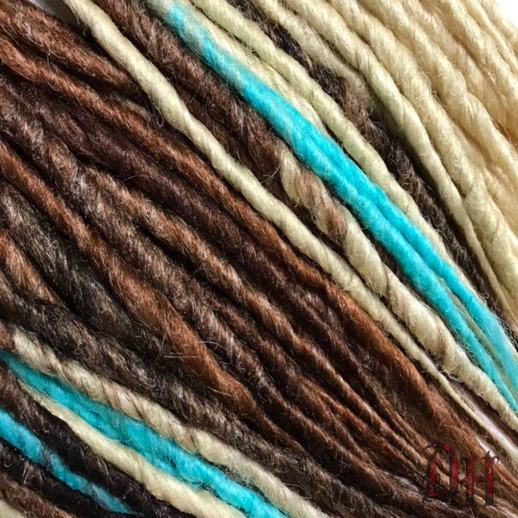 80 SE Single Ended Blue Brown Auburn Blonde Dreads Dreadlock Hair Extensions