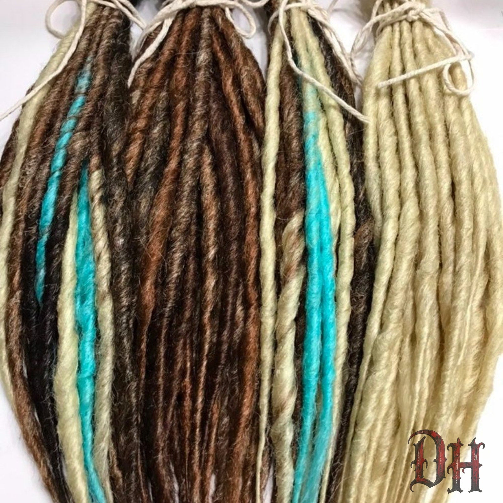 80 SE Single Ended Blue Brown Auburn Blonde Dreads Dreadlock Hair Extensions