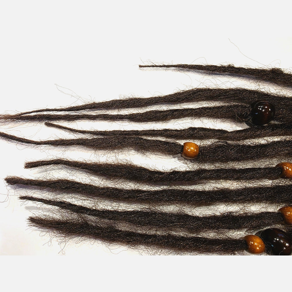 10 SE Single Ended Dark Brown Dreads Dreadlocks Hair Extensions Knotty Natural
