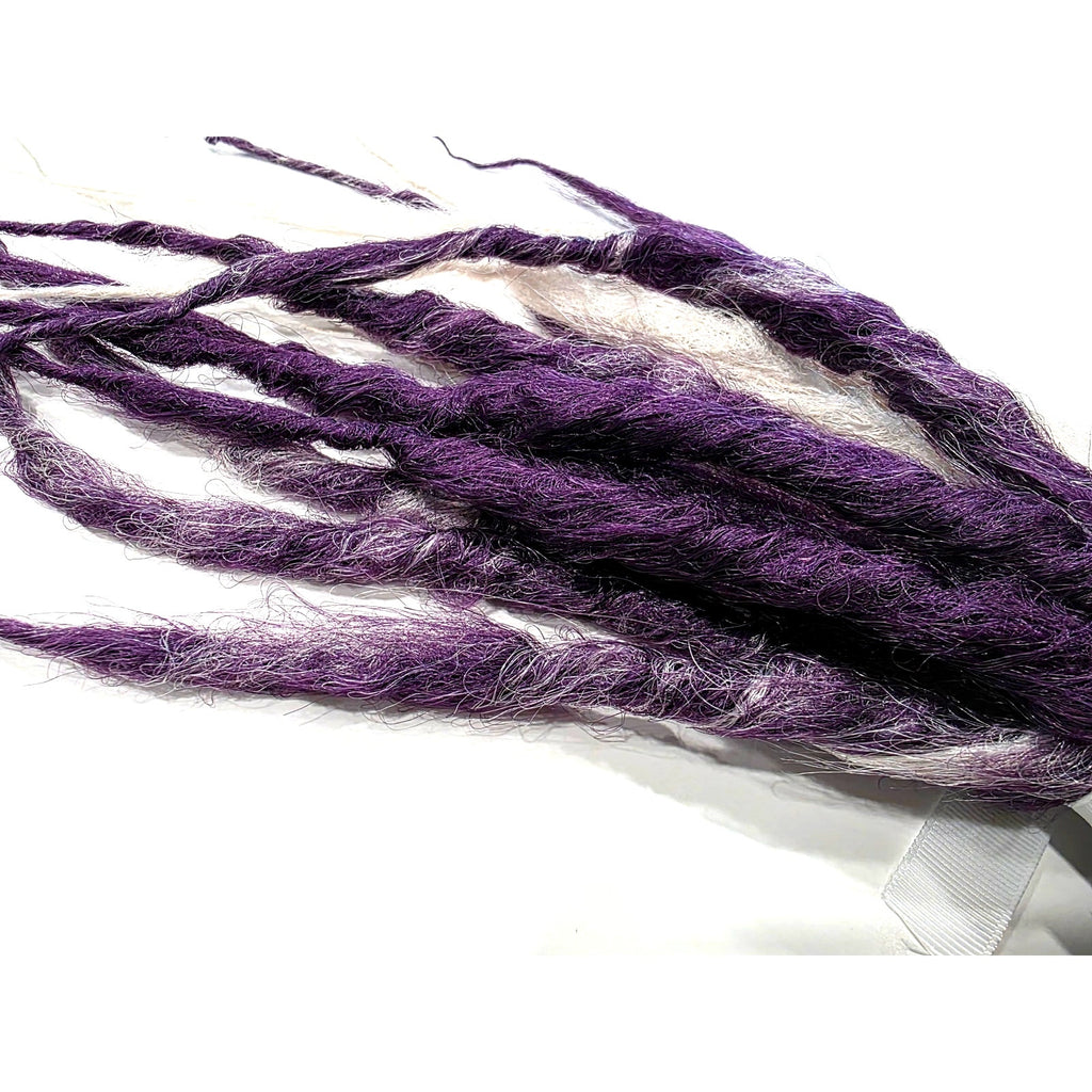 10 SE Single Ended Dark Purple Silver White Dreads Dreadlocks Hair Extensions