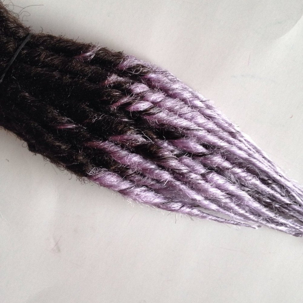 20 SE Single Ended Ombre Brown Purple Dread Dreadlock Hair Extensions