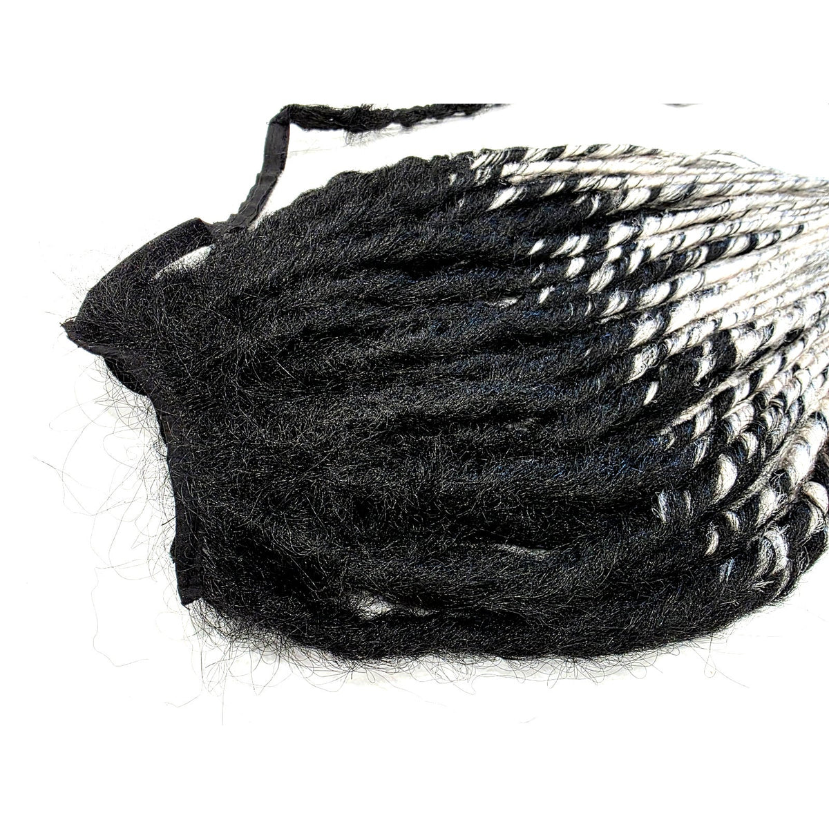 Black & Silver White Ombre Pony Tail Fall Dreads Dreadlocks Hair Extensions