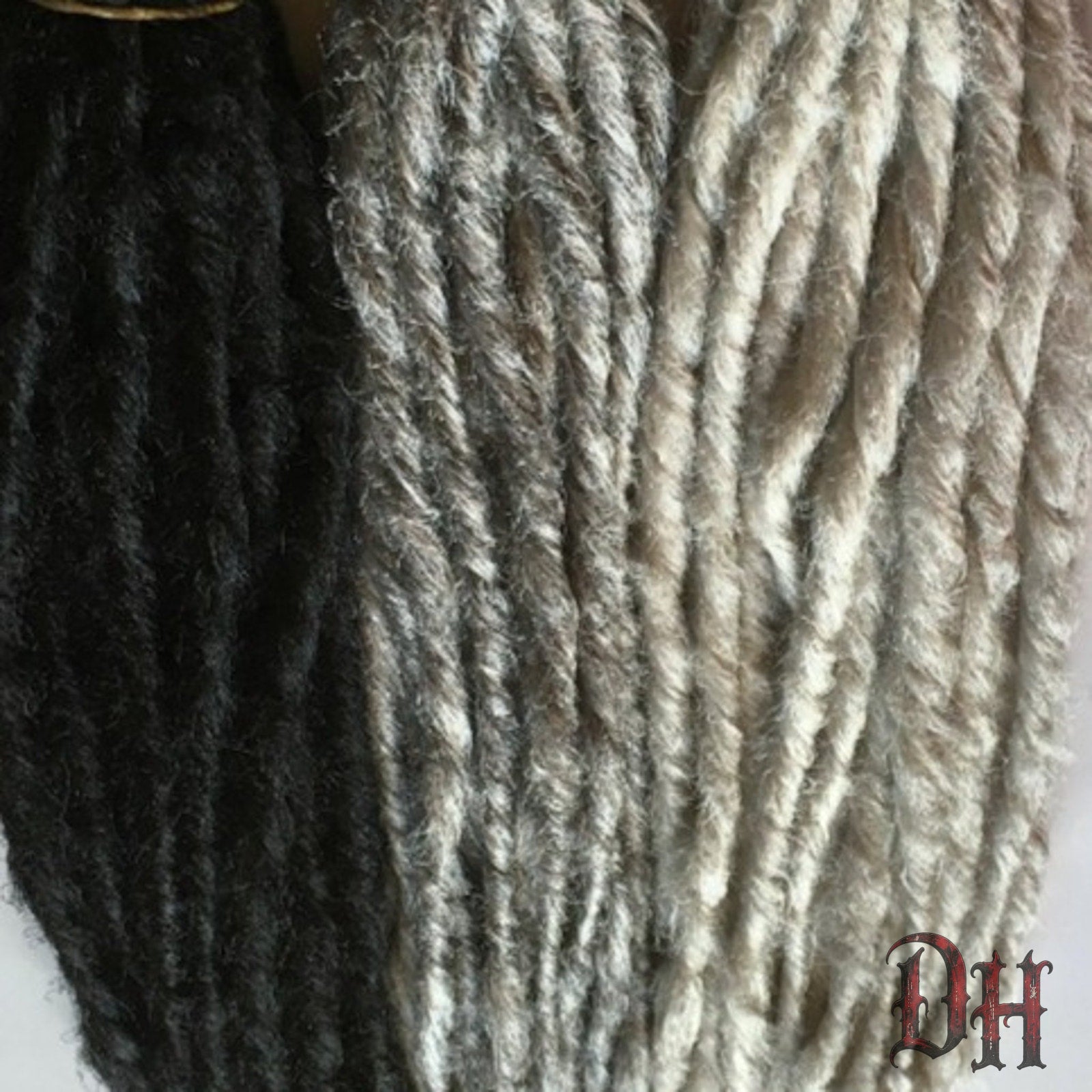 90 SE Single Ended Black White Grey Dreads Dreadlocks Hair Extensions