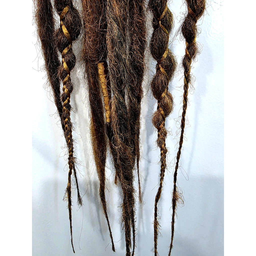 10 SE Single Ended Brown Natural Mix Synthetic Dreads Dreadlocks Hair Extensions