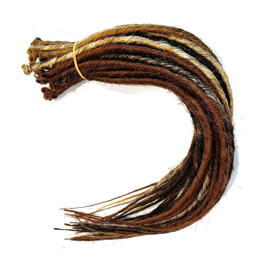 35 SE Single Ended Mix Dreads Dreadlocks Hair Extensions Brown Blonde Auburn