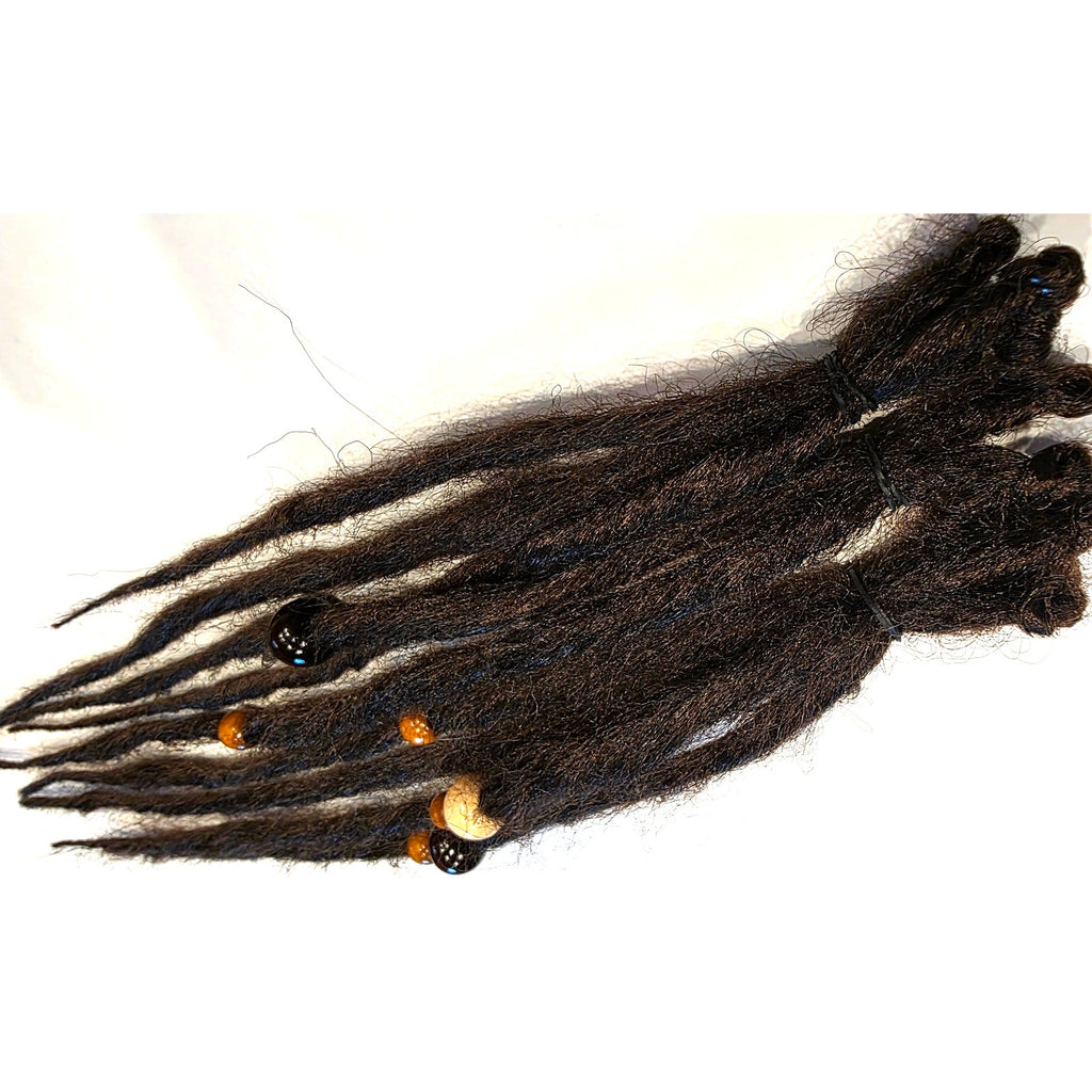 10 SE Single Ended Dark Brown Dreads Dreadlocks Hair Extensions Knotty Natural